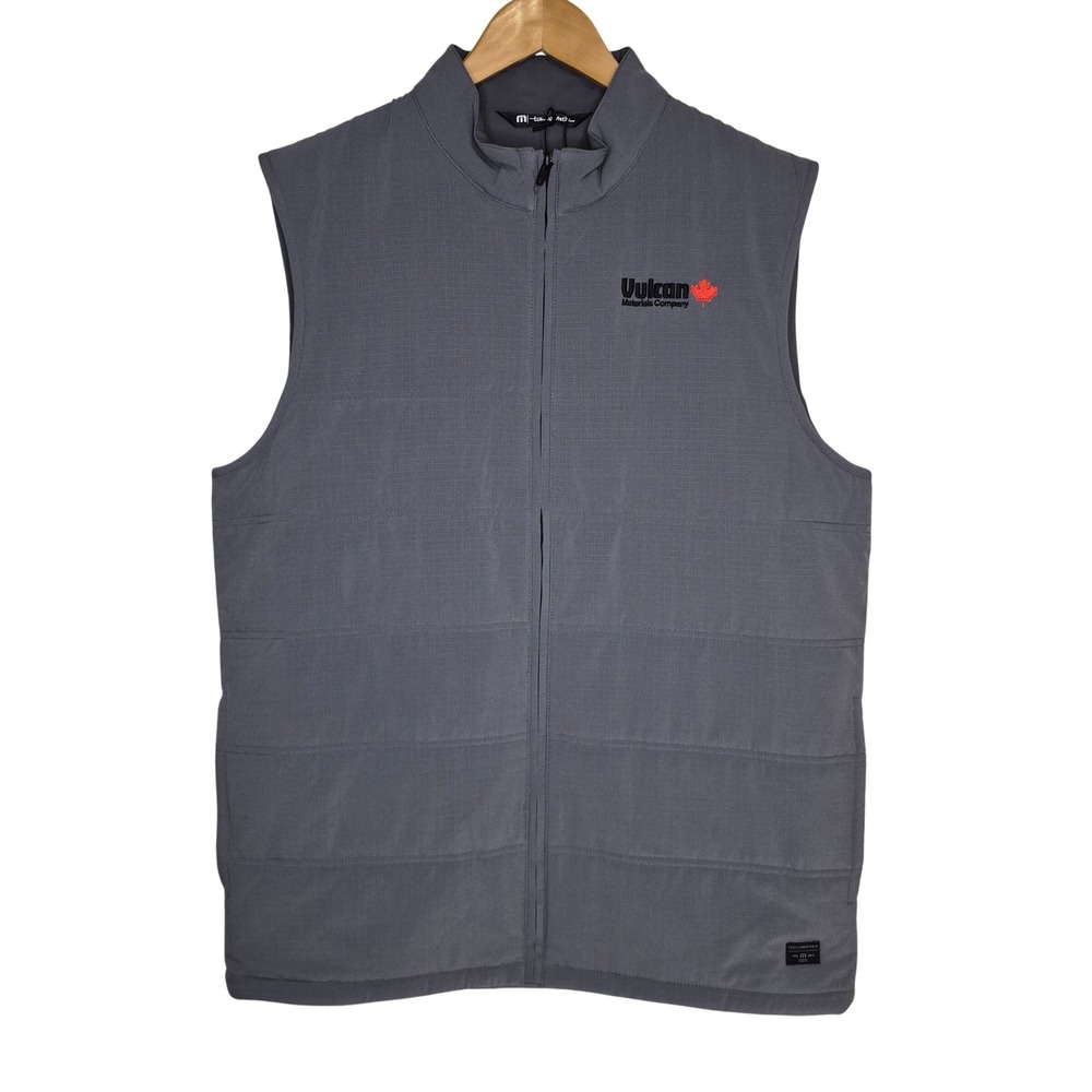 Travis Mathew Cold Bay Vest Mens Large Gray Quilted Full Zip‎ Golf Vulcan